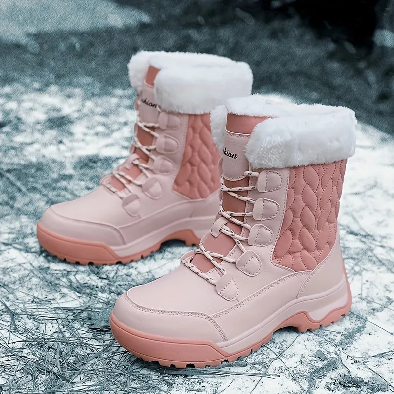Womens Thermal LaceUp Snow Boots Fleece Lined WaterResistant