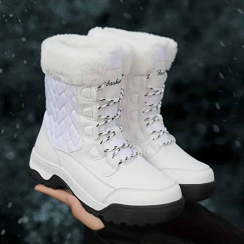 Womens Thermal LaceUp Snow Boots Fleece Lined WaterResistant