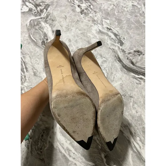 Women's Veronica Beard Leeland Pointed Toe Chelsea Boots in Taupe Size 7M