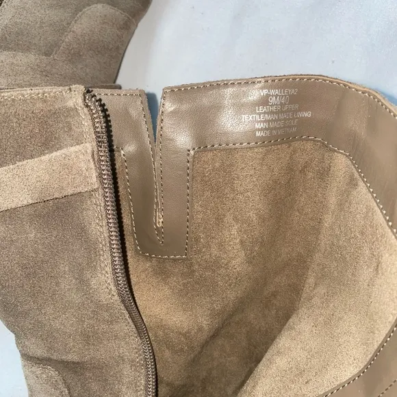 Women’s Vince Camuto Grey Suede Block Heel Moto Casual Zipper Boots With Buckles