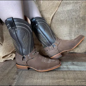 Womens Western Rodeo Cowgirl Leather Square Toe Boots Bota Vaquera Mujer 944