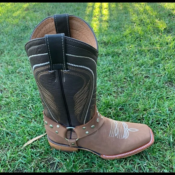 Womens Western Rodeo Cowgirl Leather Square Toe Boots Bota Vaquera Mujer 944