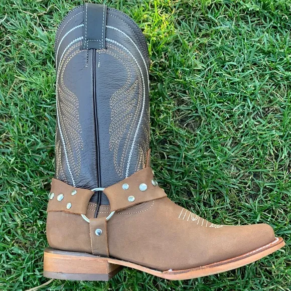 Womens Western Rodeo Cowgirl Leather Square Toe Boots Bota Vaquera Mujer 944