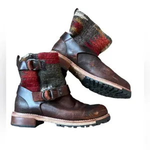 Woolrich Moto Southwestern Wool Leather Boots, size 7.5