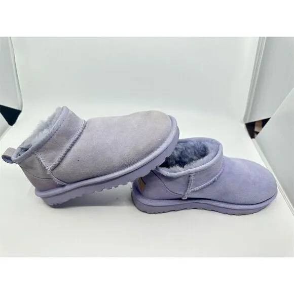Worn once UGG Women's Classic Ultra Mini Ankle Boots lilac Size 6 Casual Warm