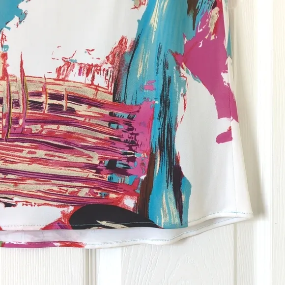 Yigal Azrouel Vibrant Abstract Printed Silk Blend Low Waisted A-Line Mini Skirt