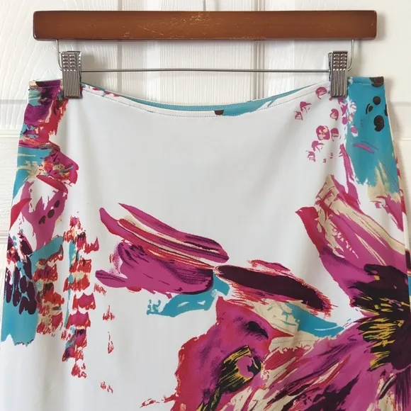Yigal Azrouel Vibrant Abstract Printed Silk Blend Low Waisted A-Line Mini Skirt