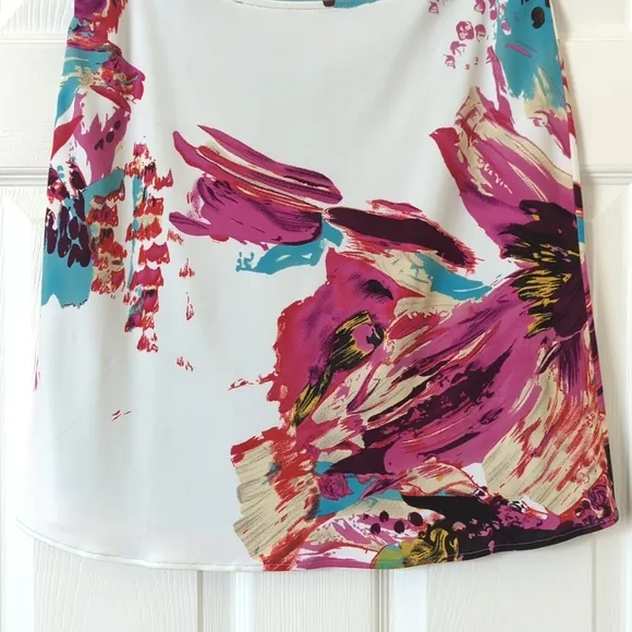 Yigal Azrouel Vibrant Abstract Printed Silk Blend Low Waisted A-Line Mini Skirt