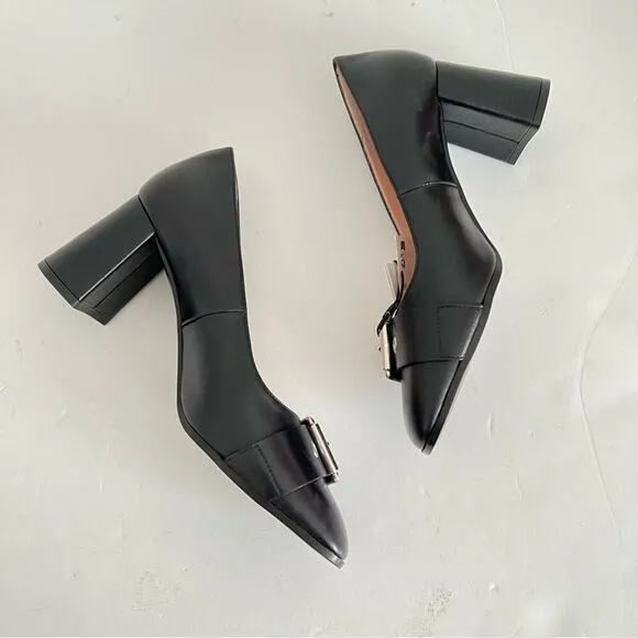 Zara Black SINGLE MONK STRAP LEATHER SHOES 7.5 US