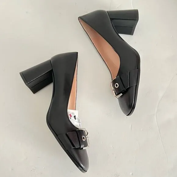 Zara Black SINGLE MONK STRAP LEATHER SHOES 7.5 US