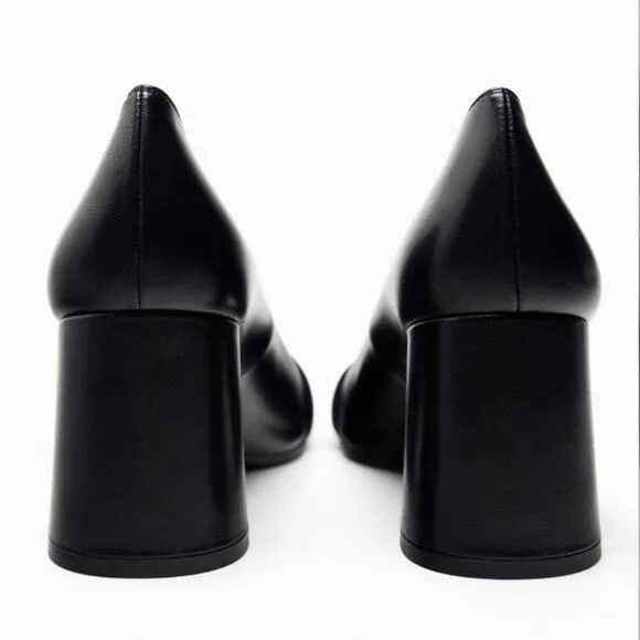 Zara Black SINGLE MONK STRAP LEATHER SHOES 7.5 US