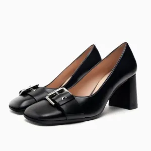 Zara Black SINGLE MONK STRAP LEATHER SHOES 7.5 US