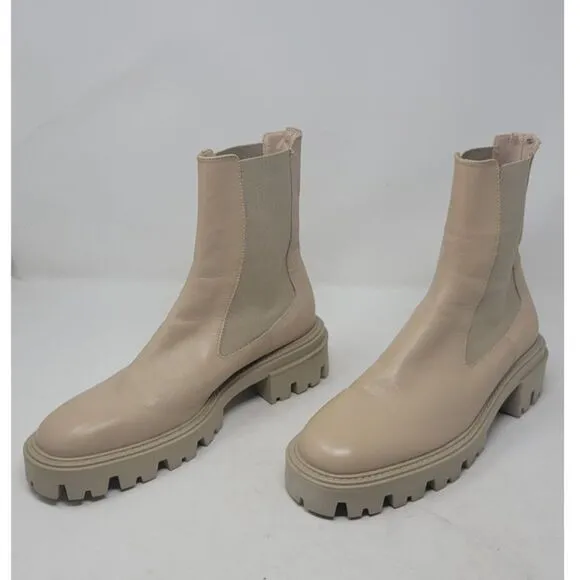 Zara Botin Chelsea Light Beige Nude Neutral Boots