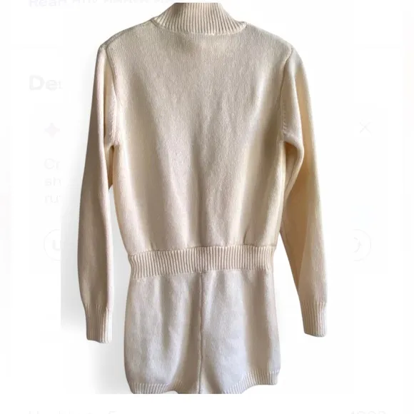 Zara- Jumpsuit (cream, knit, shorts, long-sleeve w/button top) Limited Edition