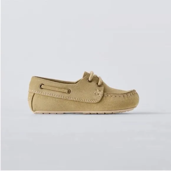 Zara Kids, Sandy Brown, LEATHER LOAFERS, 10½ (6.6 inches)