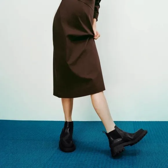 ZARA LEATHER RUBBERISED TOE ANKLE BOOTS