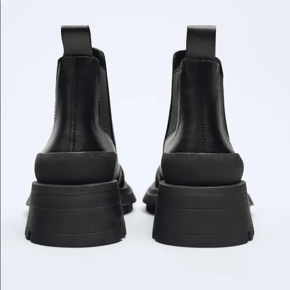 ZARA LEATHER RUBBERISED TOE ANKLE BOOTS