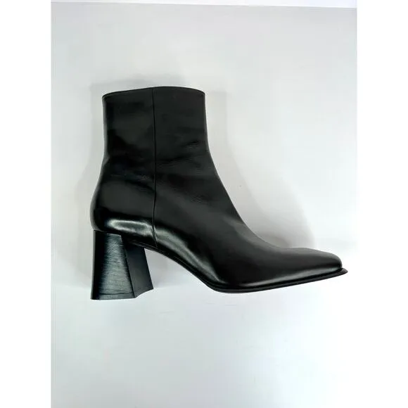 Zeitgeist Italian Leather Chunky 2&quot; Heel Black Ankle Boots Size 9 Apache Black