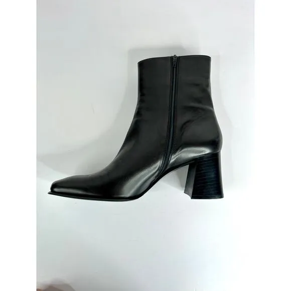 Zeitgeist Italian Leather Chunky 2&quot; Heel Black Ankle Boots Size 9 Apache Black