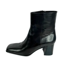 Zeitgeist Italian Leather Chunky 2&quot; Heel Black Ankle Boots Size 9 Apache Black